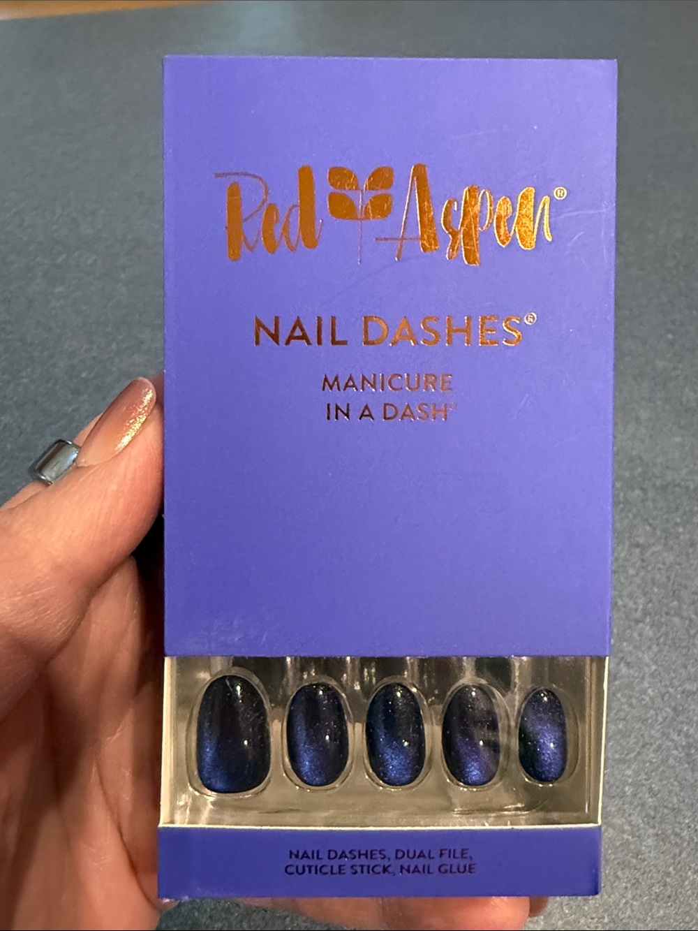 Red Aspen Nail Dashes Press-On Nails in Deep Purple